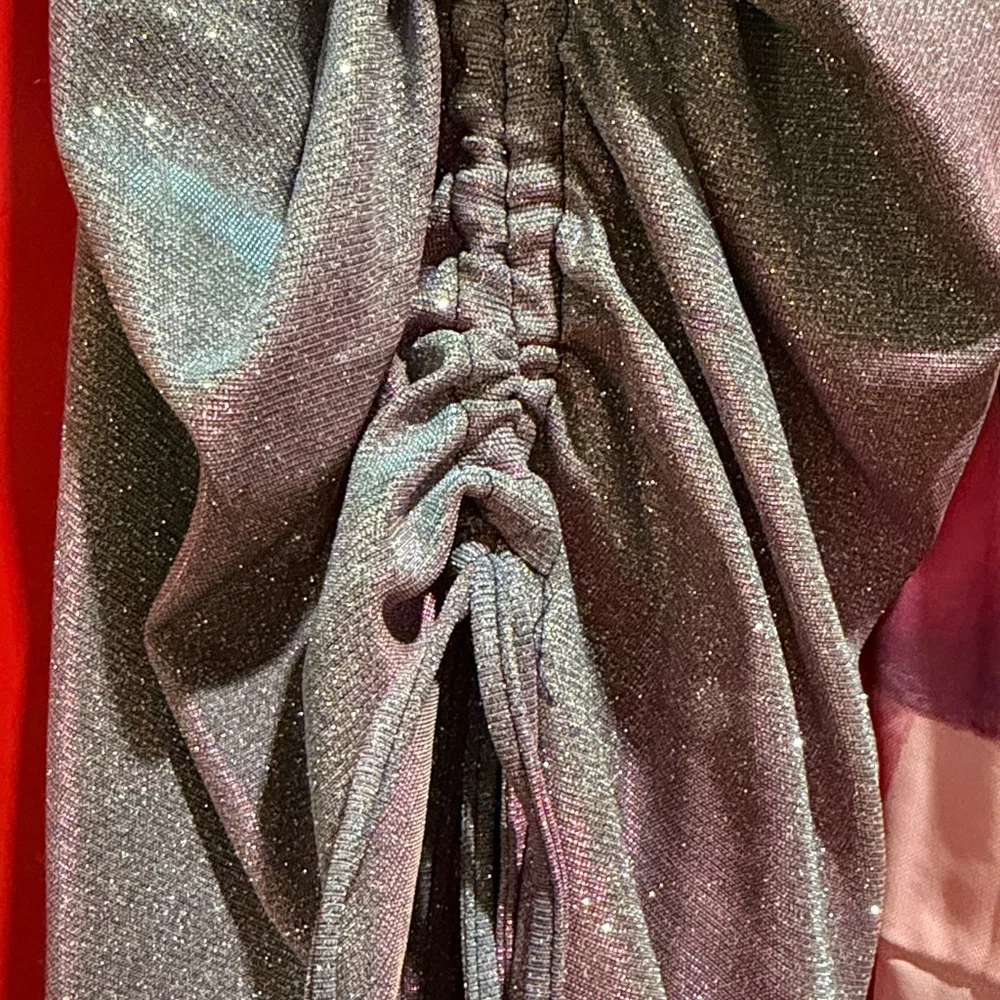 Iridescent Purple Mini Dress with Spaghetti Straps - Picture 4 of 5